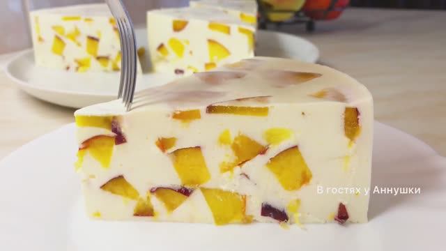 Холодный летний десерт с персиками — без выпечки! 🍑🍨 смотреть онлайн