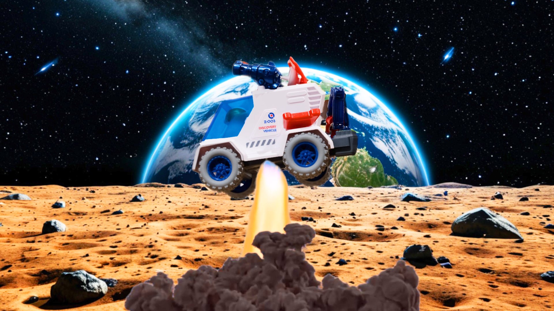 Луноход с космонавтом приземлился на луну | Мультик для детей