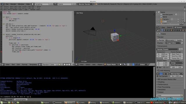 Blender Python Random Colored Cube Animation Tutorial Fast & Easy смотреть онлайн