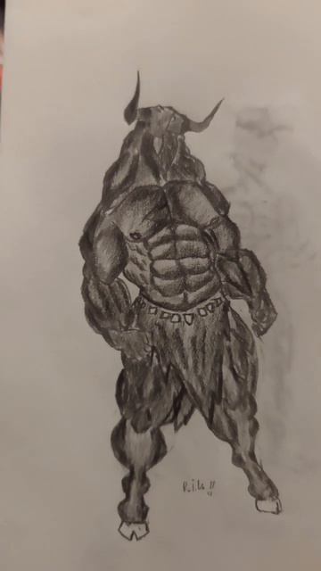 How to draw a Minotaur (model) ✏️🌒 #dark #drawing #pencil #sketch #art смотреть онлайн