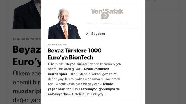 Ali Saydam - Beyaz Türklere 1000 Euro’ya BionTech - 15.12.2020 смотреть онлайн