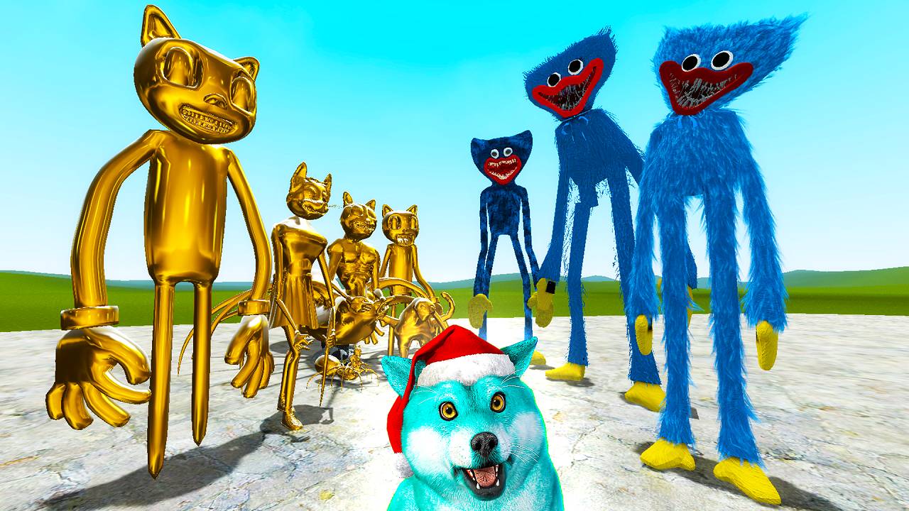 Семья хагги вагги против семья золотых мультяшных котов в гаррис мод, Garry`s Mod! смотреть онлайн