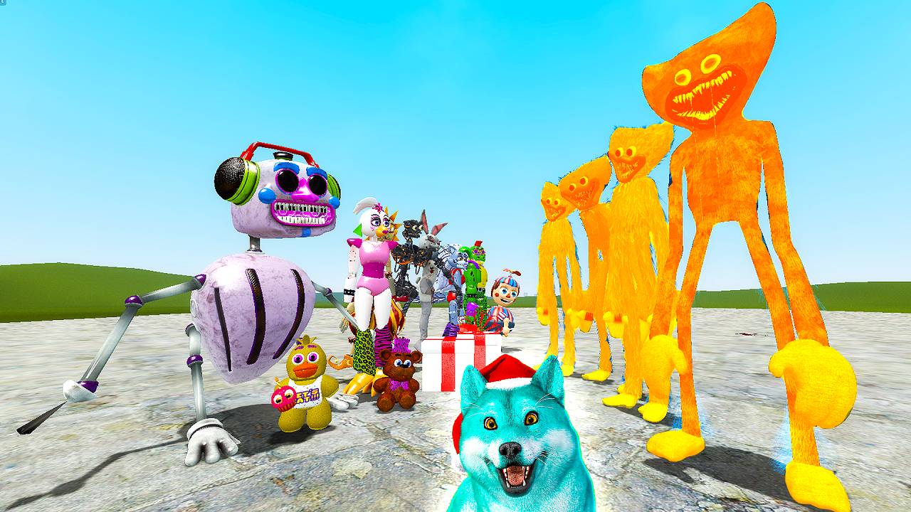 Все фнаф аниматроники против против семья золотых хагги вагги в гаррис мод! Huggy wuggy в Garry`s смотреть онлайн