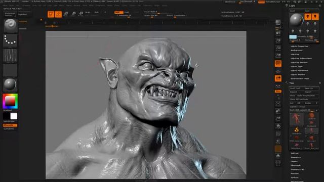 ZBrush tutorial: Render an Orc from The Hobbit, Part 6 смотреть онлайн
