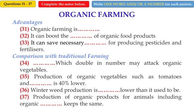 [IELTS LISTENING PRACTICE TEST WITH ANSWERS] - ORGANIC FARMING - IELTS LISTENING PART 4