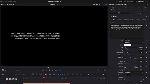 How to align or justify text in Davinci Resolve смотреть онлайн
