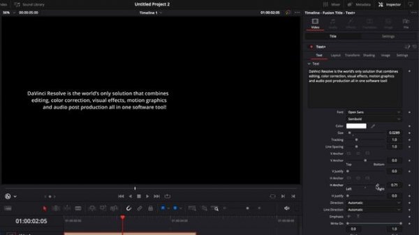 How to align or justify text in Davinci Resolve