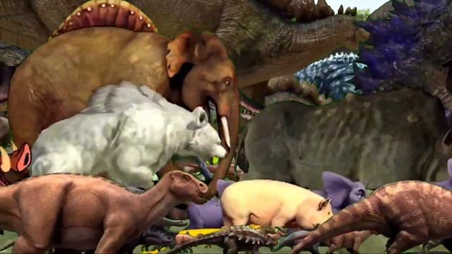 animal stampede video animation parade of animals and dinosaurs running смотреть онлайн