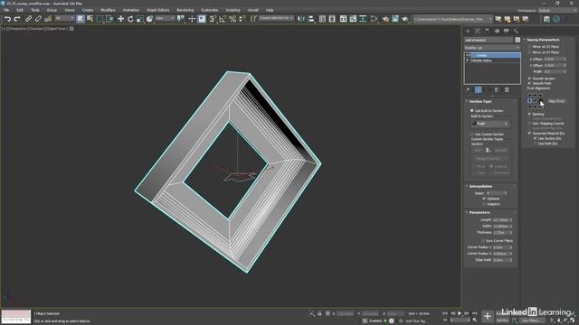 34 - Выдавливание по траектории с помощью модификатора Sweep в 3ds Max 2025 смотреть онлайн