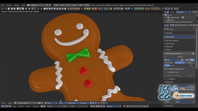 Cycle Render Passes Gingerbread cookies in Bforartist (Blender 3D) смотреть онлайн
