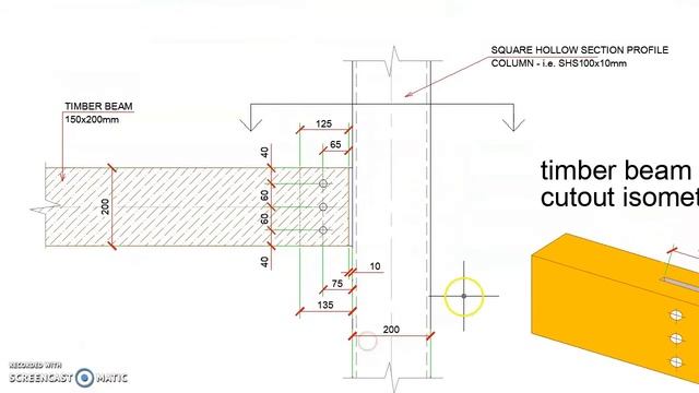 Timber Beam to SHS Steel Column Simple Connection смотреть онлайн