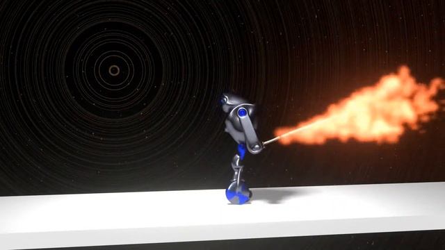 Blender robot with sword and fire. 60 fps + sound. смотреть онлайн