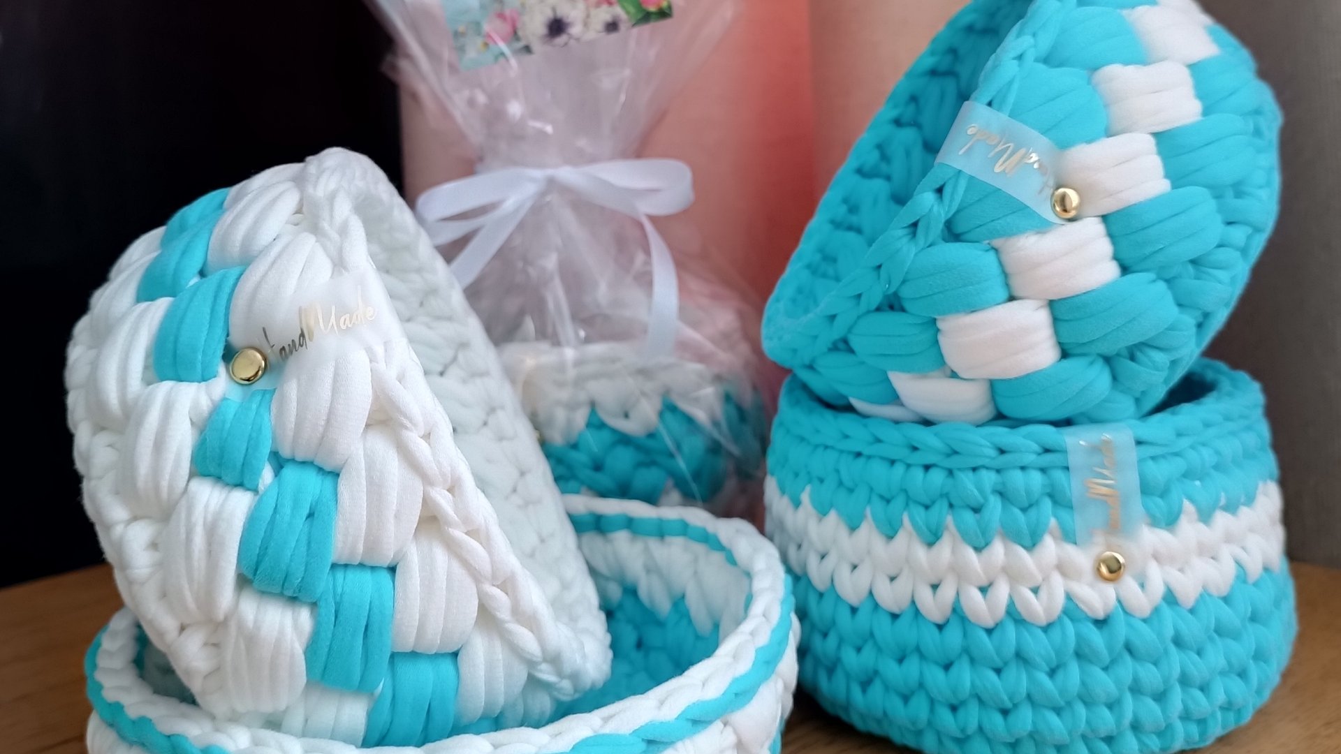 Корзинки из трикотажной пряжи.Ручная работа. Вязание крючком. смотреть онлайн