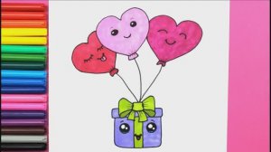 Как нарисовать ПРАЗДНИЧНЫЙ ПОДАРОК KAWAII шаг за шагом Легкие рисунки для детей Яркие цвета ❤