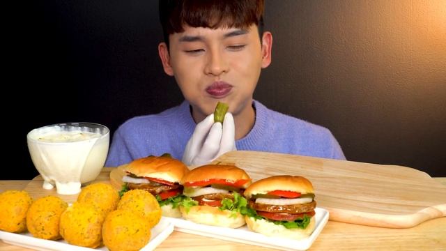 ASMR 뿌링뿌링치즈볼🟡 미니햄버거 🍔 에그 게살 샐러드 샌드위치 먹방~! Mini Burger With Cheese Ball Egg Salad Sandwich MuKBang!