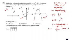 ОГЭ. Математика. Задание 11. На рисунках изображены графики функций вида y=ax^2 + bx + c.
