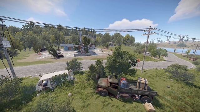 Автозаправка в Rust с придорожным магазином и заброшенными машинами смотреть онлайн