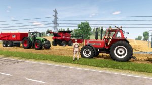 Farming Simulator 25 / Карта Polanki / Уборка овса Case 7150, FENDT 926, Fiatagri 180-90