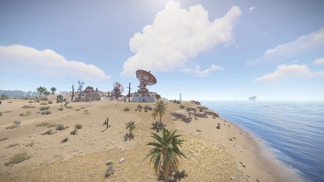 Пустыня, антенны, спутниковые тарелки в Rust, аэрдроп, дроп, , живые обои, графика Rust смотреть онлайн