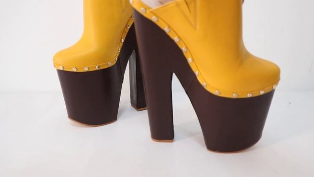 Sorbern Ginger Yellow 24cm Block High Heel Mules Women Slippers Platform смотреть онлайн