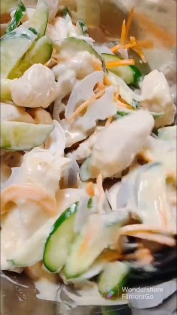 LOTUS ROOT AND CUCUMBER SALADA | SESAME MAYONNAISE DRESSING #shorts #chickentenders #salad