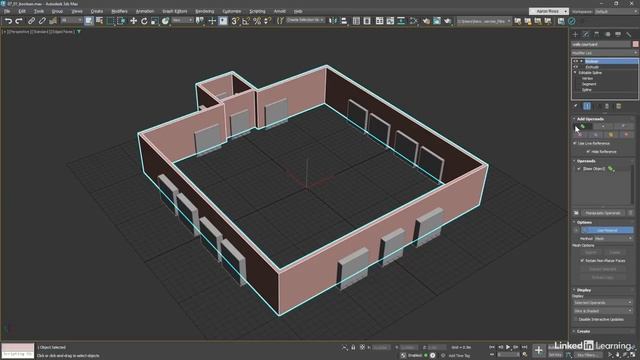 44 - Объединение объектов с помощью модификатора Boolean в 3ds Max 2025 смотреть онлайн