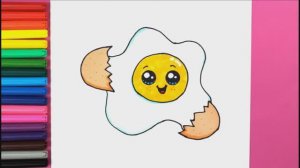 Как нарисовать ЯЙЦО KAWAII шаг за шагом Легкие рисунки для детей Яркие цвета ❤