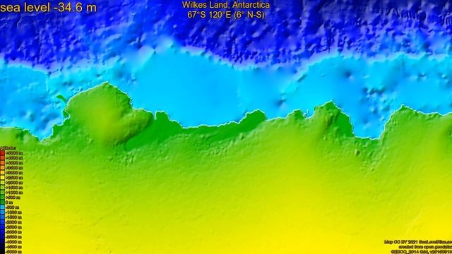 Wilkes Land, Antarctica, sea level rise -135 - 65 m смотреть онлайн