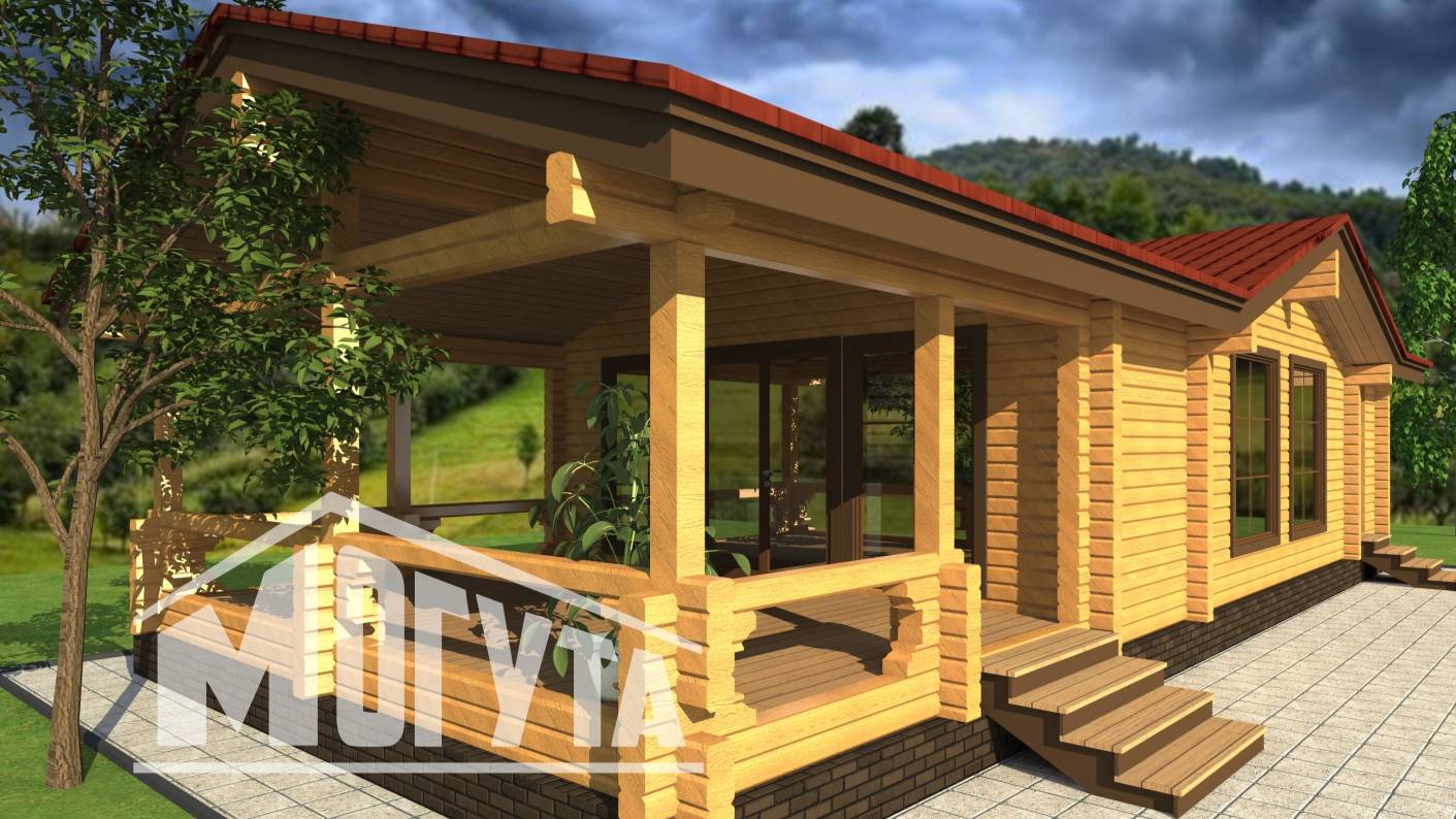 Проекты бань из бруса. Дом-баня из бруса Душевный-75