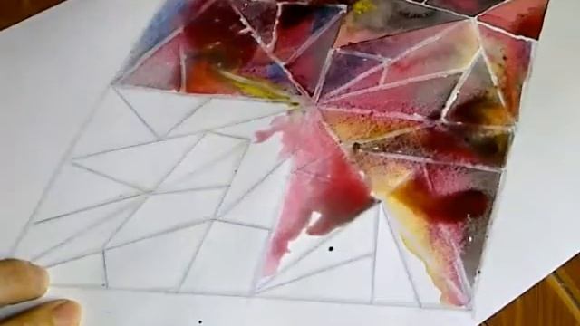 Speed drawing of diamond shape with watercolor смотреть онлайн