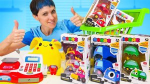 Машины Мокасы: что продается в магазине у зайчика Лаки? Игры в машинки с Машей Капуки Кануки