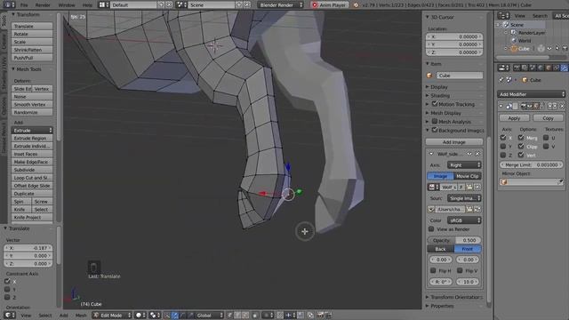 Blender 3D Wolf Modeling tutorial pt.1 смотреть онлайн