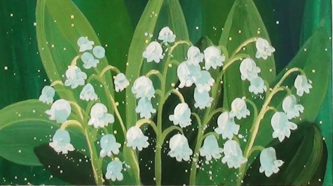 Как нарисовать ландыши гуашью легко, поэтапно. Подробный видео урок для начинающих смотреть онлайн