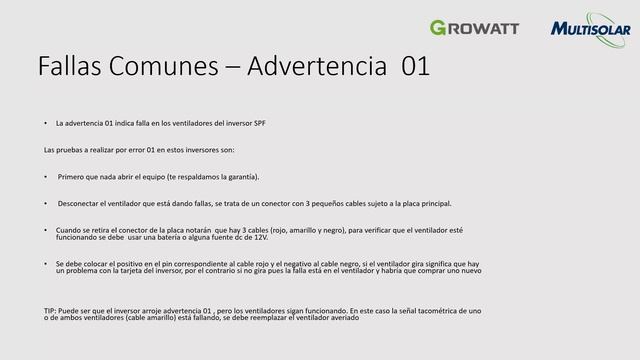 Webinar Multisolar - Configuración Y Fallas Comunes En Inversores Growatt SPF3000 5000TL HVM P - 1/
