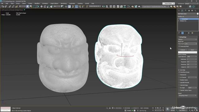 53 - Оптимизация сетки модели с помощью модификатора Retopology в 3ds Max 2025 смотреть онлайн