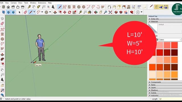 How to make WALL by line with measurement in Sketchup all version. смотреть онлайн