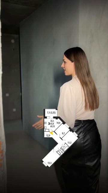 Видео-тур по уютной 3-ком квартире 69,35 м²