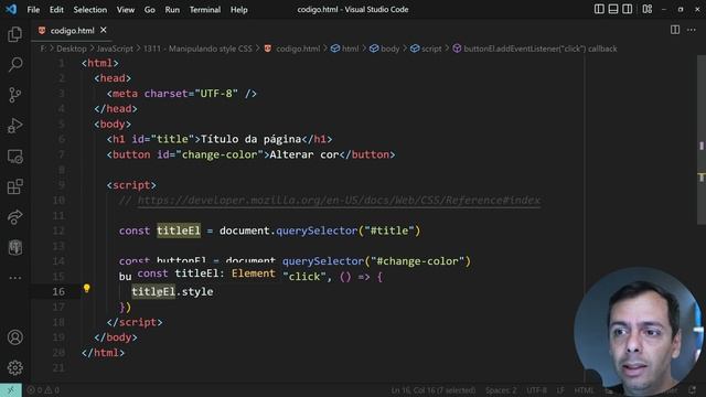 JavaScript Básico ao Avançado - 1311 - Manipulando style CSS смотреть онлайн