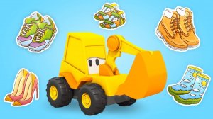 Экскаватор Мася учит обувь на английском языке. Развивающие машинки - Английский для детей