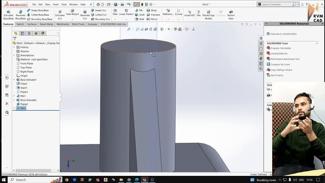 SOLIDWORKS में RIB और WRAP की COMMAND कैसे करते हैं | SOLIDWORKS Tutorial by Team RVM CAD смотреть онлайн