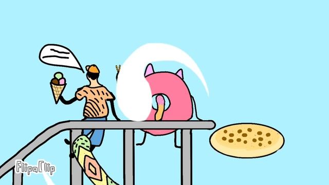 Мальчик, пончик и мороженое