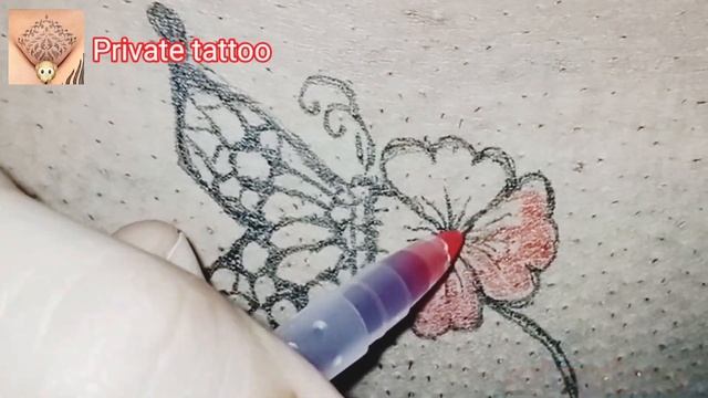 Private Part Tattoo 1 | Imitation Tattoo | Tattoo Girls | Butterfly Flower Tattoo