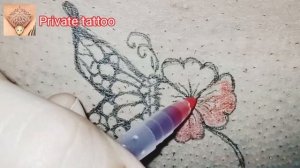 private part tattoo 1 | Imitation tattoo | tattoo girls | butterfly flower tattoo