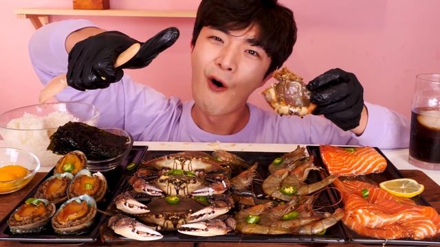 ENG SUB) Crab Shrimp Salmon Abalone Marinated Eat Mukbang 🍚 Korean  Food ASMR 후니 Hoony Eatingsound