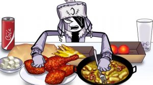 Mukbang Animation Korean Sweet Chicken set eating Friday Night Funkin Selever VS Ruv