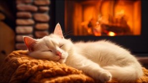 Звуки кошачьего мурлыкания у камина. Видео для отдыха и сна 🐱🔥