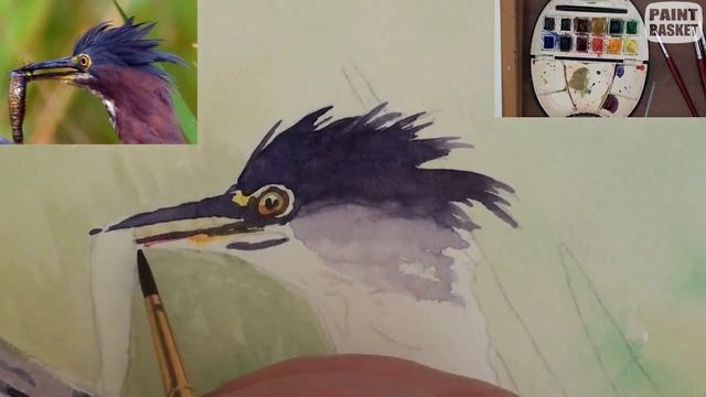 Bird Painting - How to Paint Birds Heron in Watercolor Time Lapse Painting Lesson смотреть онлайн