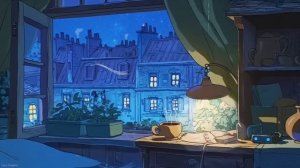 1950’s summer night with oldies playing in another room for relaxation (crickets sounds)