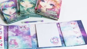 Канцелярский мини-набор для записей, с блокнотом, ручкой и стикерами с цветным принтом