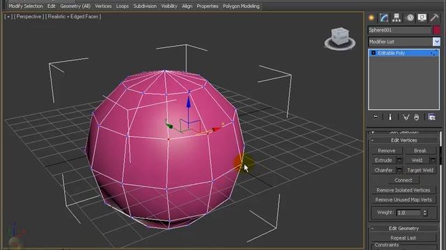 Editable Poly Vertex Sub-Object - "Weld", "Collapse", "Chamfer" - 3DSMax2012 смотреть онлайн